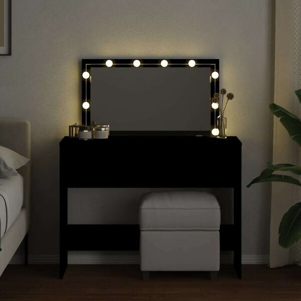 VidaXL LED-es Sminkasztal - Fekete - 100x40x120 cm