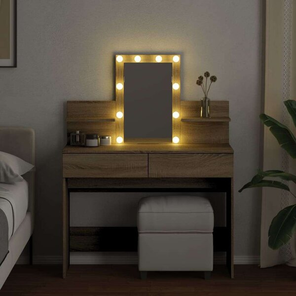 VidaXL Sminkasztal LED-del - Sonoma Tölgy - 100x40x130 cm