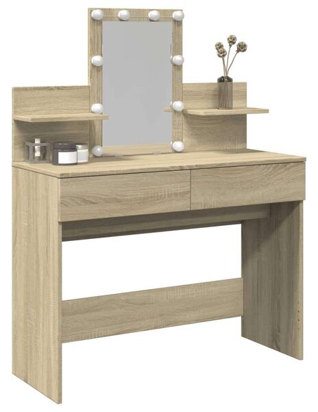 VidaXL Sminkasztal LED-del - Sonoma Tölgy - 100x40x130 cm