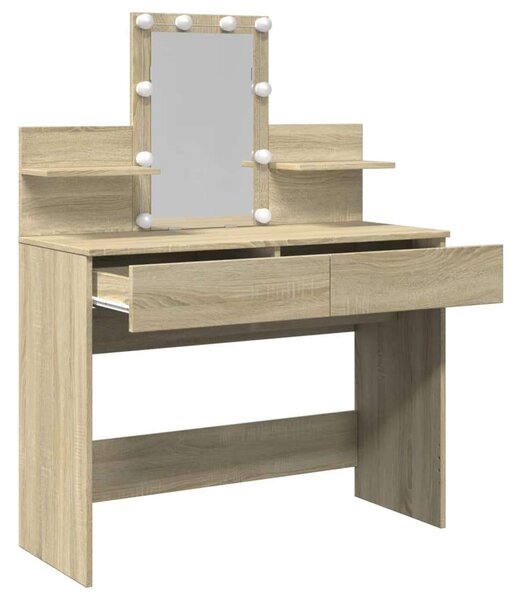 VidaXL Sminkasztal LED-del - Sonoma Tölgy - 100x40x130 cm