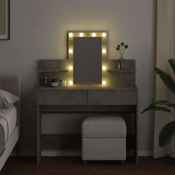 VidaXL Sminkasztal LED-del - Betonszürke - 100x40x130 cm