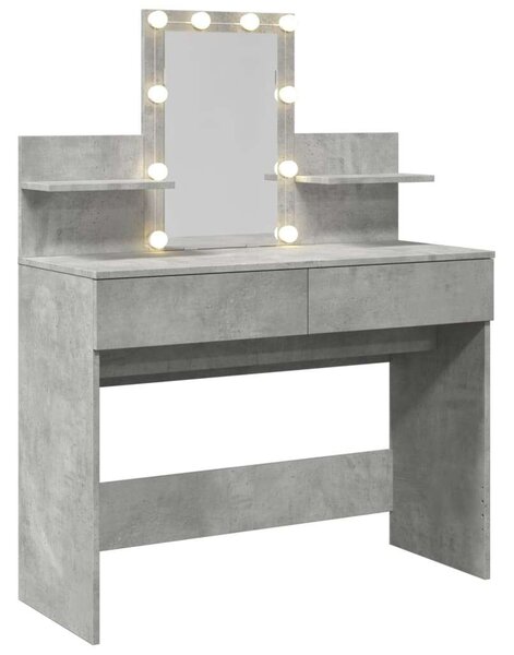 VidaXL Sminkasztal LED-del - Betonszürke - 100x40x130 cm