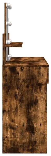 VidaXL Sminkasztal - LED-es Tükör - Füstös Tölgy - 100x40x130 cm