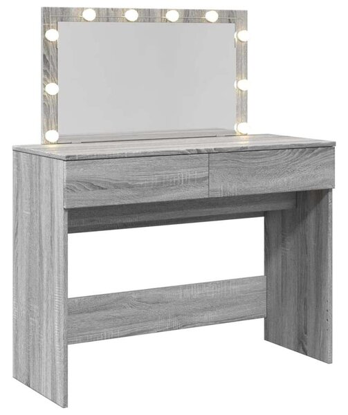 LED-es Sminkasztal - Szürke Sonoma - 100x40x120 cm