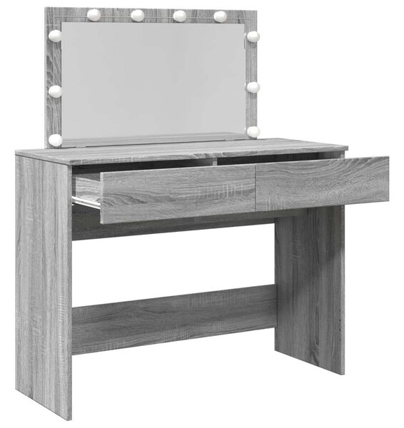 LED-es Sminkasztal - Szürke Sonoma - 100x40x120 cm