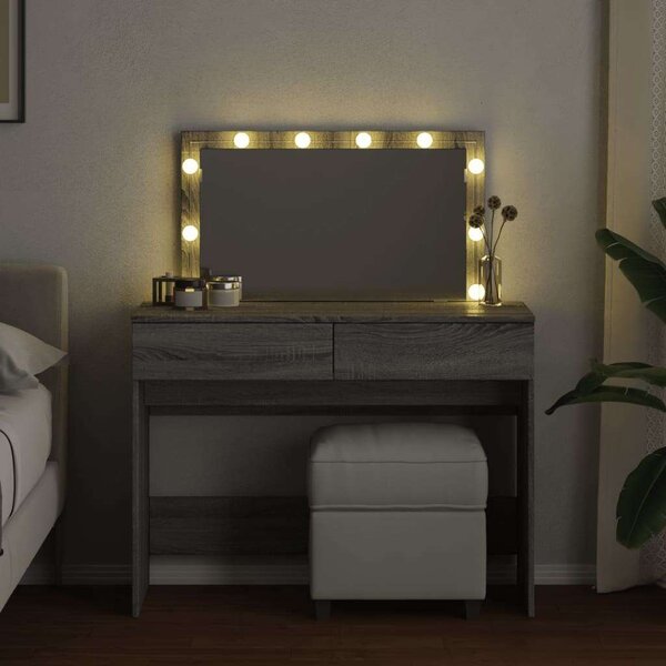 LED-es Sminkasztal - Szürke Sonoma - 100x40x120 cm