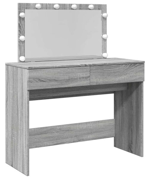 LED-es Sminkasztal - Szürke Sonoma - 100x40x120 cm