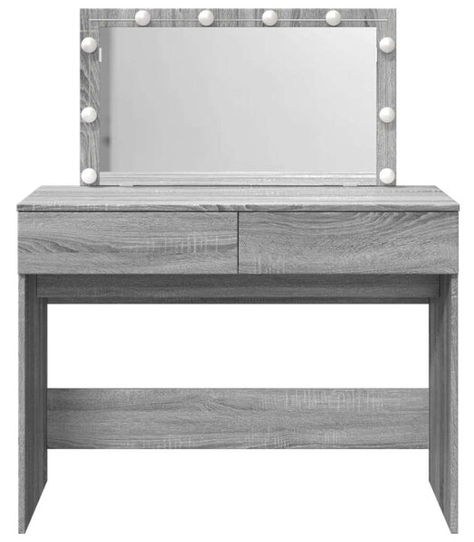 LED-es Sminkasztal - Szürke Sonoma - 100x40x120 cm