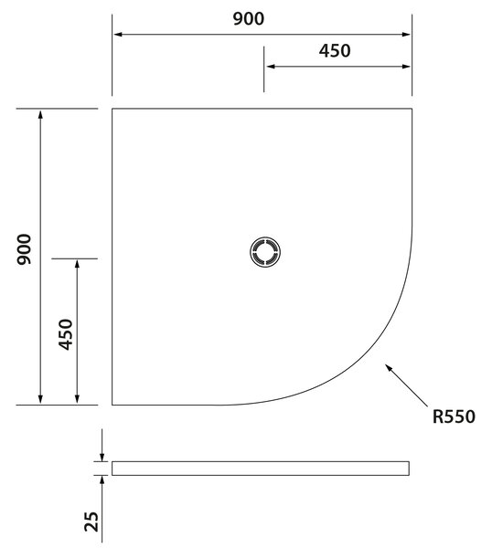 Polysan Polysan, FLEXIA zuhanytálca öntött márványból, negyed kör, állítható méretű, 90x90cm, R550, 91181