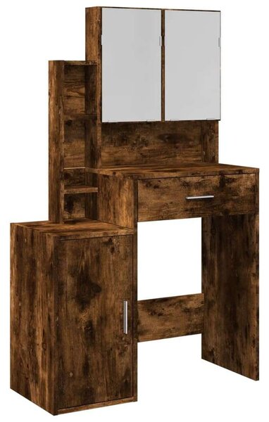 VidaXL Sminkasztal Tükörrel - Füstölt Tölgy - 80x35x132 cm