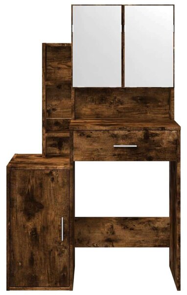 VidaXL Sminkasztal Tükörrel - Füstölt Tölgy - 80x35x132 cm