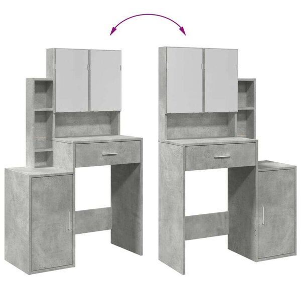 VidaXL Sminkasztal Szekrény - Beton Szürke - 80x35x132 cm