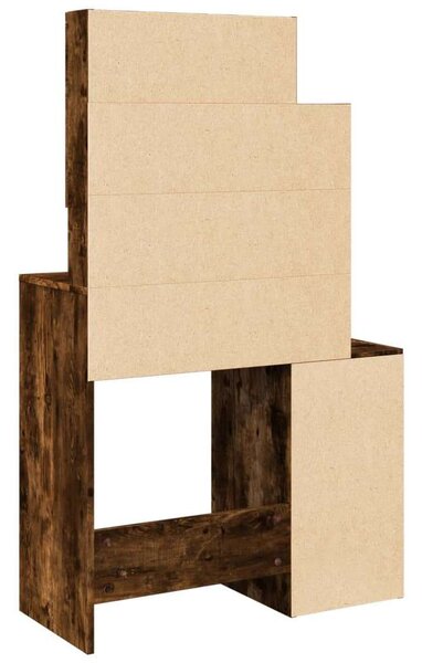 VidaXL Sminkasztal Tükörrel - Füstölt Tölgy - 80x35x132 cm