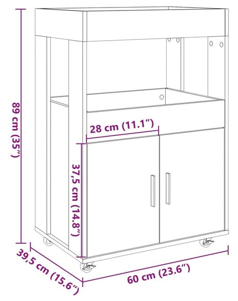 VidaXL Bárkocsi - Fa - Betonszürke - 60x39,5x89 cm