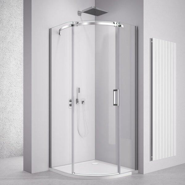 Polysan Polysan, THRON SQUARE negyedkör alakú zuhanyfal 900x900 mm, átlátszó üveg, bal oldali, TL2690-5002
