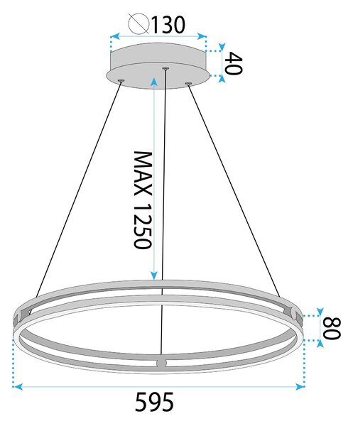 Toolight Toollight, LED függeszték 60cm, 76W, 3000K, LHJ015-CP, arany, OSW-60009