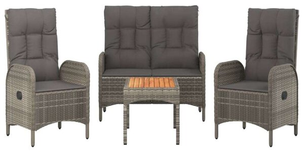 Polyrattan Kerti Ülőgarnitúra - 4 részes - Szürke