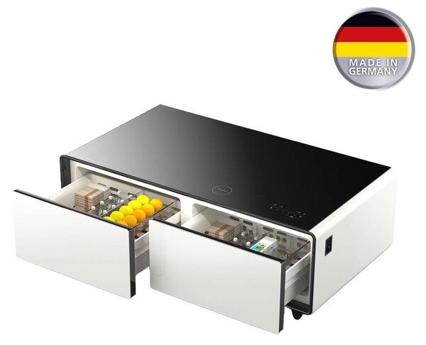 Caso Germany Lounge 3 az 1-ben hűtött asztal, Sound & Cool, beépített hűtővel és hangszórókkal, űrtartalom 135 l, 2 hőmérsékleti zóna 3-12C, bor tárolására, hűtők, ételek, környezeti világít