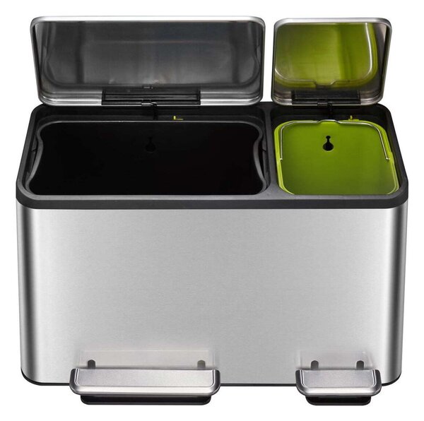 Eko EcoCasa Dupla Pedálos Szemetes - Rozsdamentes Acél - 45 Liter