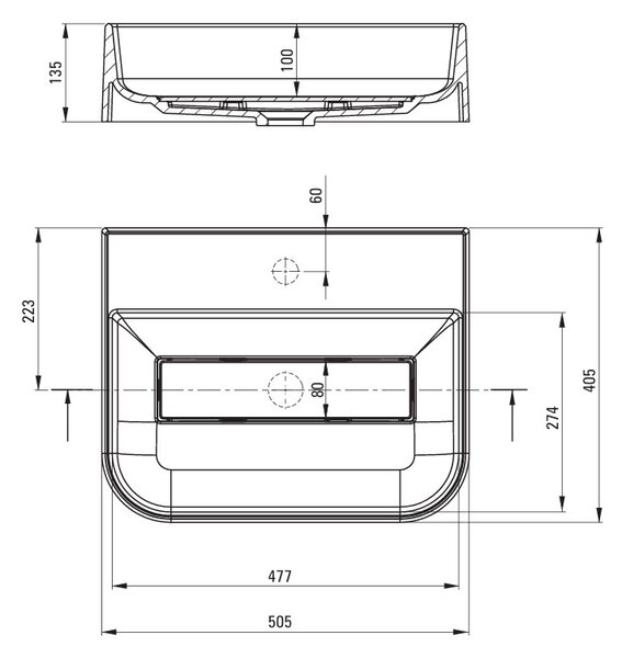 Deante Arnika, gránit asztali mosdó 505x405x135 mm, antracit, DEA-CQA_TU5S