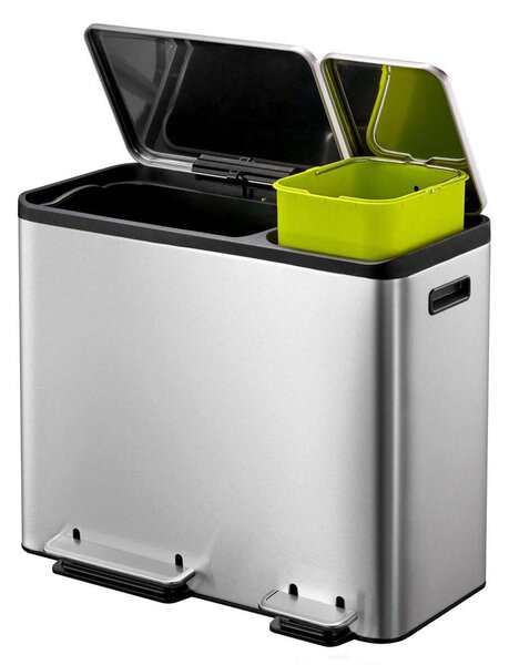 Eko EcoCasa Dupla Pedálos Szemetes - Rozsdamentes Acél - 45 Liter