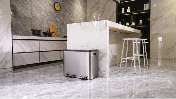 Eko EcoCasa Dupla Pedálos Szemetes - Rozsdamentes Acél - 45 Liter