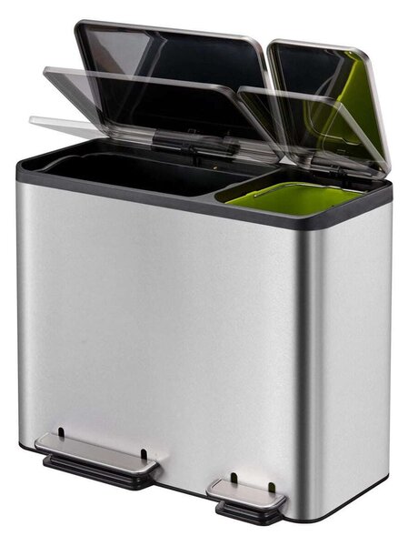 Eko EcoCasa Dupla Pedálos Szemetes - Rozsdamentes Acél - 45 Liter