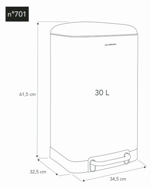 Les Collectors N°701 Pedálos Szemetes - Rozsdamentes Acél - 30 Liter