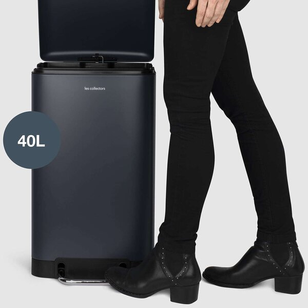 Les Collectors Pedálos Szemetes - Rozsdamentes Acél - 40 Liter - Sötétkék
