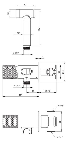 Deante Silia Hexa, rejtett bidé mixer bidé spray-vel, arany matt, DEA-BHS_R34M