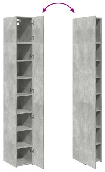 VidaXL betonszürke szerelt fa vékony tárolószekrény 30 x 42,5 x 225 cm