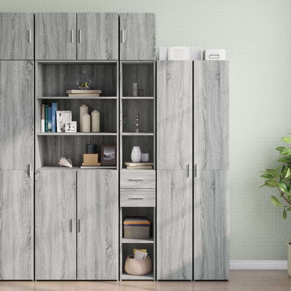 VidaXL szürke sonoma szerelt fa vékony tárolószekrény 30x42,5x225 cm