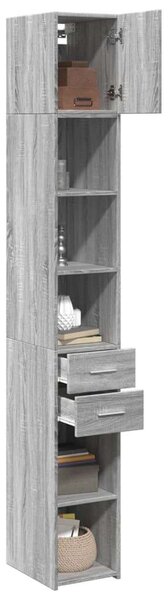 VidaXL szürke sonoma szerelt fa vékony tárolószekrény 30x42,5x225 cm