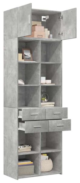 VidaXL betonszürke szerelt fa tárolószekrény 70 x 42,5 x 225 cm