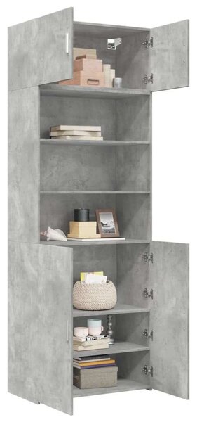 VidaXL betonszürke szerelt fa tárolószekrény 80 x 42,5 x 225 cm
