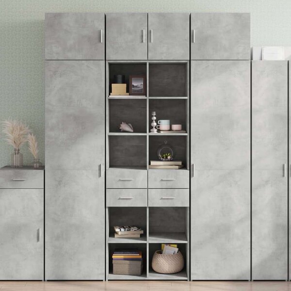 VidaXL betonszürke szerelt fa tárolószekrény 70 x 42,5 x 225 cm