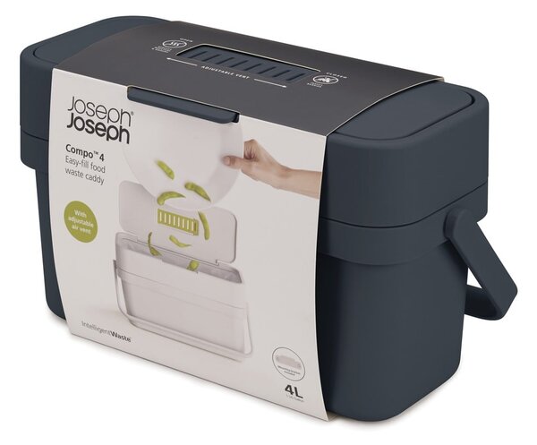 Compo fekete-kék komposztálható hulladék gyűjtő, 4 l - Joseph Joseph