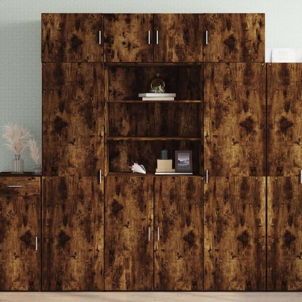 VidaXL füstös tölgy színű szerelt fa tárolószekrény 80 x 42,5 x 225 cm