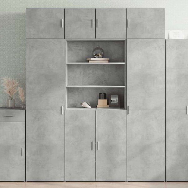VidaXL betonszürke szerelt fa tárolószekrény 80 x 42,5 x 225 cm