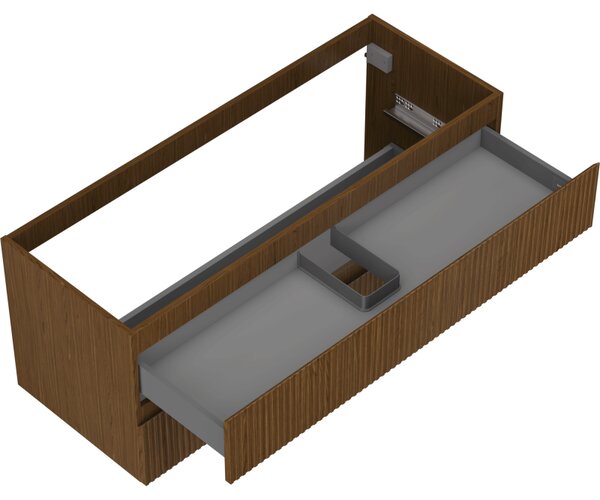 Mexen Rivel, fürdőszobaszekrény 120 cm, 2 fiókkal, hornyolt, diófa, 91A20-12047-2-BFF86