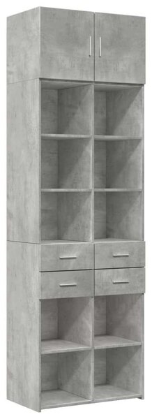 VidaXL betonszürke szerelt fa tárolószekrény 70 x 42,5 x 225 cm