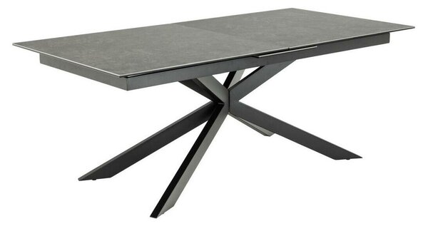 Asztal Oakland 884, Fekete, 76x100x200cm, Hosszabbíthatóság, Edzett üveg, Kerámia, Fém