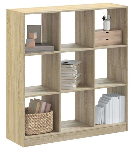 VidaXL Fa Könyvespolc - 9 Rekeszes - Sonoma Tölgy - 102x32x108 cm
