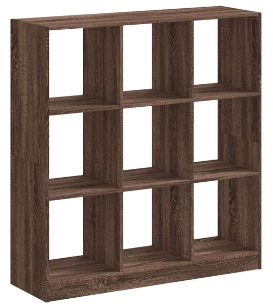 Fa Könyvespolc - 9 Rekeszes - Barna Tölgy - 102x32x108 cm