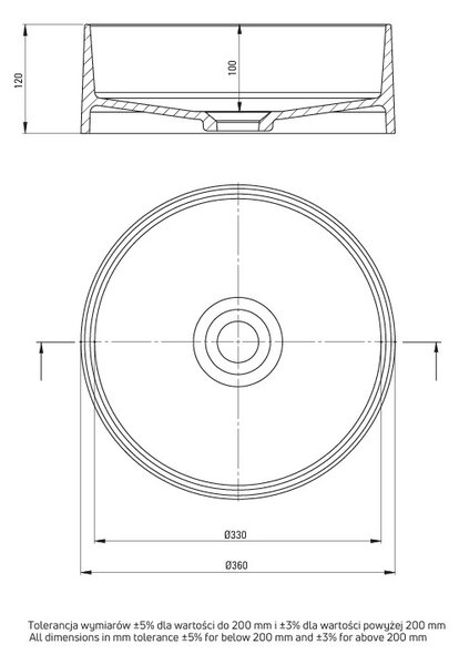 Deante Silia, gránit munkalap mosdó 360x360x120 mm, bézs, DEA-CQS_5U4S