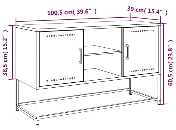 VidaXL TV-szekrény - Ipari Stílus - Fekete Acél - 100x40cm