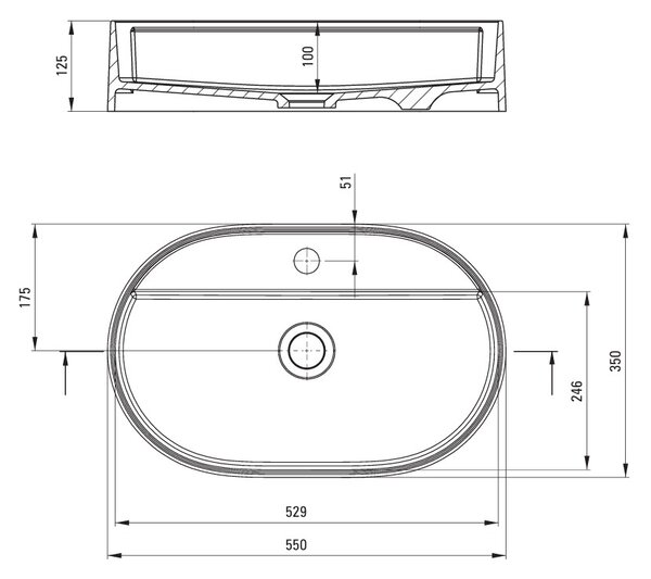 Deante Silia, gránit mosogató pultra 550x350x125mm, matt fekete, DEA-CQS_NU6B