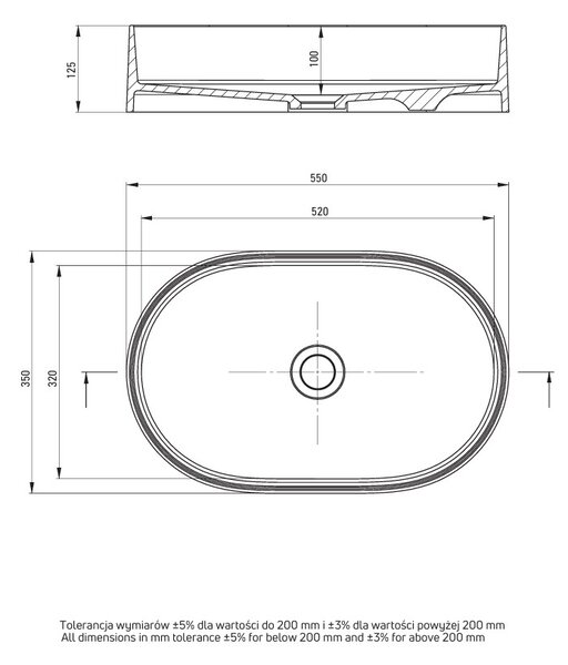 Deante Silia, gránit asztali mosdó 550x350x125 mm, bézs, DEA-CQS_5U6S