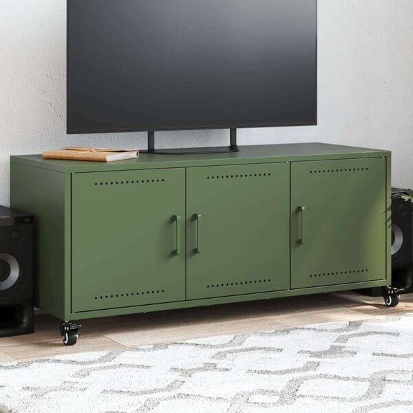 VidaXL Acél TV-szekrény - Olívazöld - 100x40x45 cm