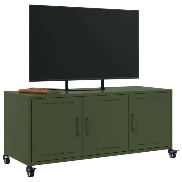 VidaXL Acél TV-szekrény - Olívazöld - 100x40x45 cm